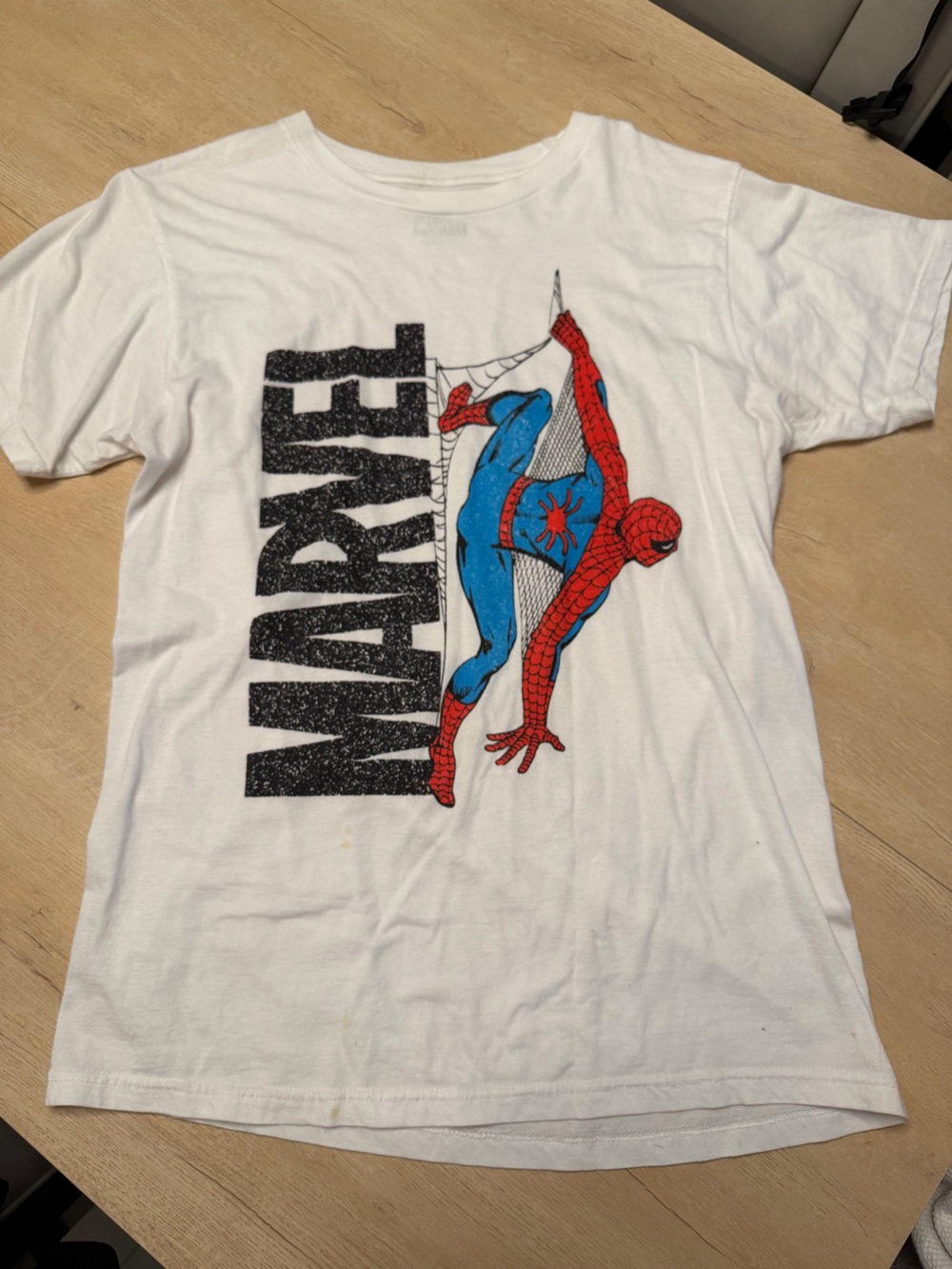 Marvel White Short Sleeve Crew Neck T-Shirt with Black Logo